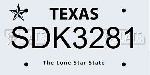 SDK3281 Texas License Plate