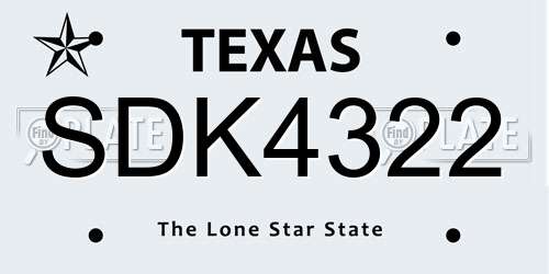 SDK4322 Texas License Plate