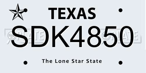 SDK4850 Texas License Plate