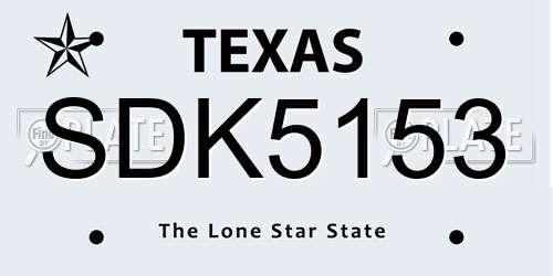 SDK5153 Texas License Plate
