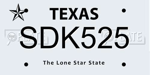 SDK525 Texas License Plate