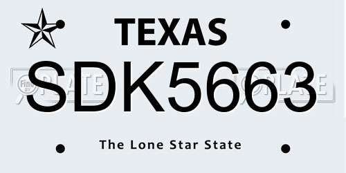 SDK5663 Texas License Plate