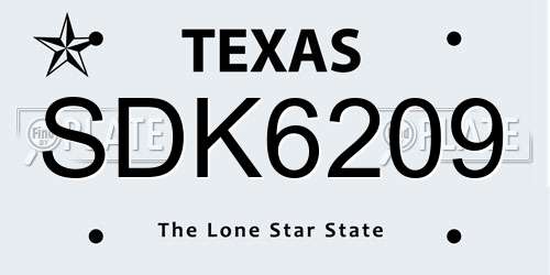 SDK6209 Texas License Plate