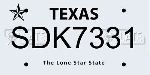 SDK7331 Texas License Plate