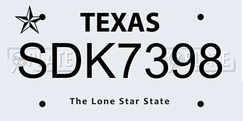 SDK7398 Texas License Plate