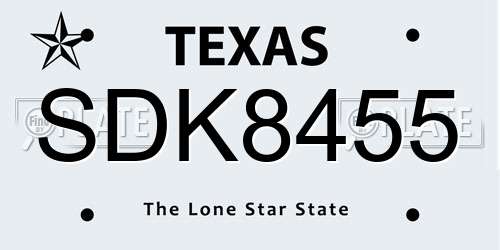 SDK8455 Texas License Plate