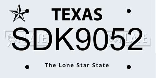 SDK9052 Texas License Plate