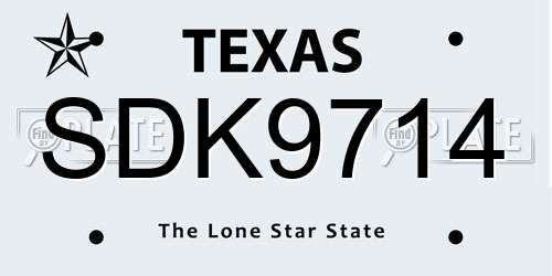 SDK9714 Texas License Plate