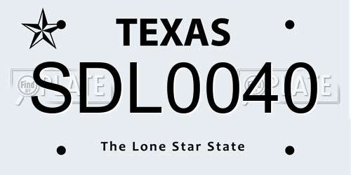 SDL0040 Texas License Plate