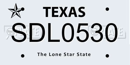 SDL0530 Texas License Plate