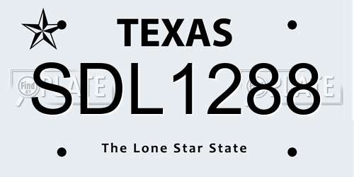SDL1288 Texas License Plate