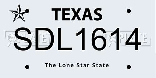 SDL1614 Texas License Plate