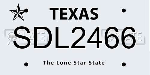 SDL2466 Texas License Plate