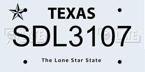 SDL3107 Texas License Plate