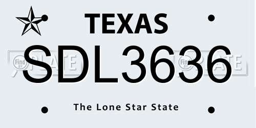 SDL3636 Texas License Plate