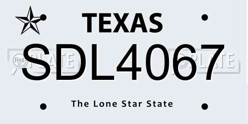 SDL4067 Texas License Plate