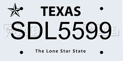 SDL5599 Texas License Plate