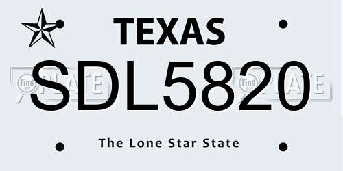 SDL5820 Texas License Plate