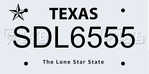 SDL6555 Texas License Plate