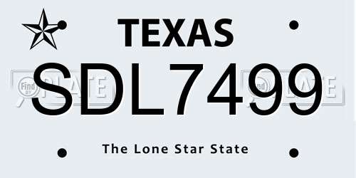 SDL7499 Texas License Plate