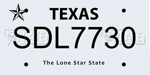 SDL7730 Texas License Plate