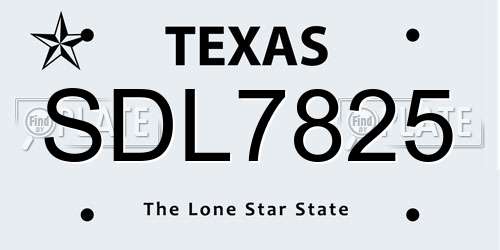 SDL7825 Texas License Plate