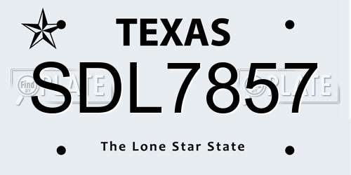 SDL7857 Texas License Plate