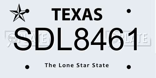 SDL8461 Texas License Plate