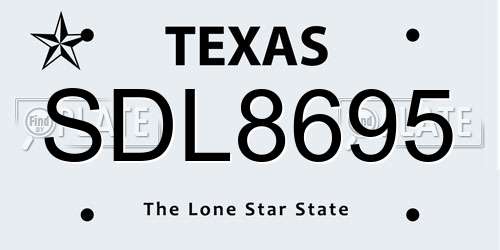 SDL8695 Texas License Plate