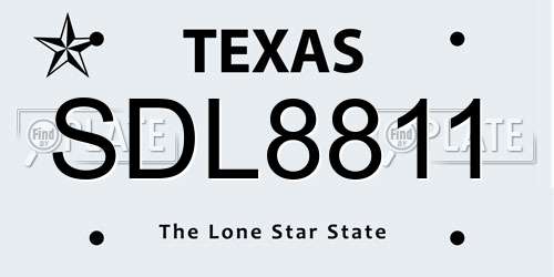 SDL8811 Texas License Plate