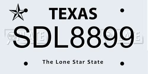 SDL8899 Texas License Plate