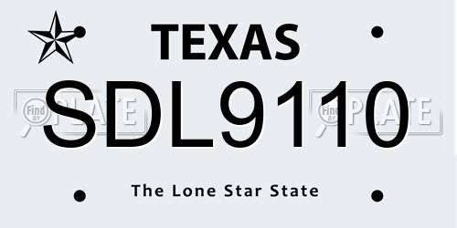SDL9110 Texas License Plate