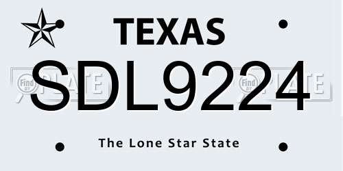 SDL9224 Texas License Plate
