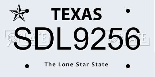 SDL9256 Texas License Plate