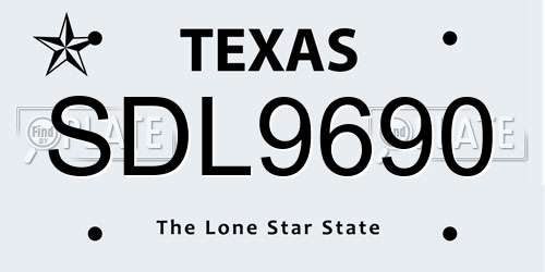 SDL9690 Texas License Plate