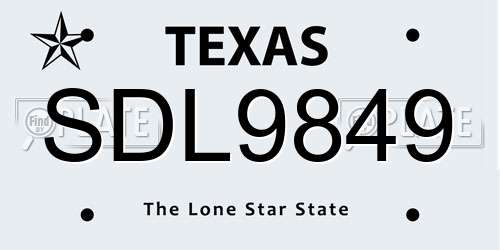 SDL9849 Texas License Plate