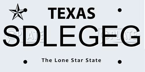 SDLEGEG Texas License Plate
