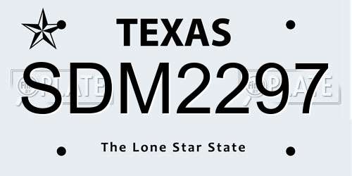 SDM2297 Texas License Plate