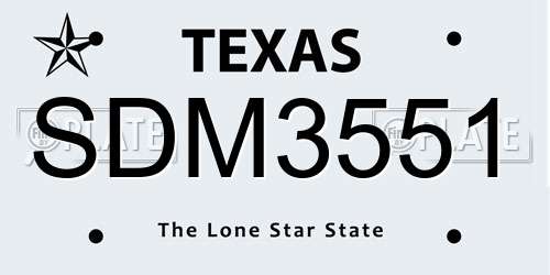 SDM3551 Texas License Plate