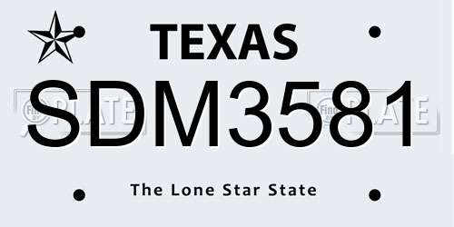 SDM3581 Texas License Plate