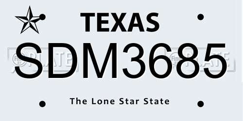 SDM3685 Texas License Plate