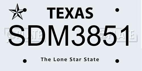 SDM3851 Texas License Plate