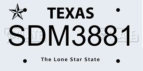 SDM3881 Texas License Plate