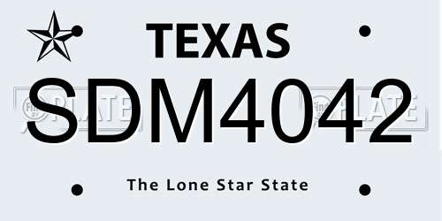 SDM4042 Texas License Plate