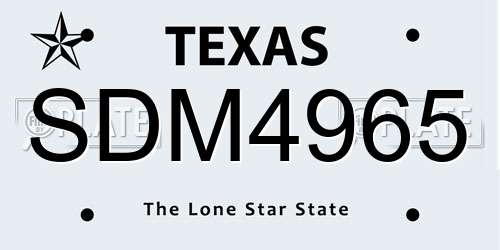 SDM4965 Texas License Plate