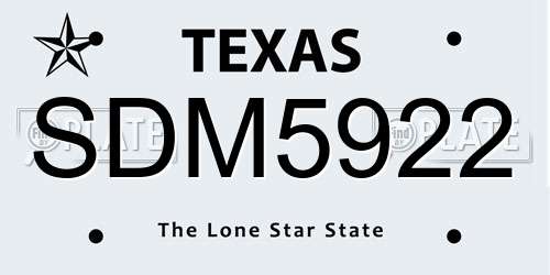 SDM5922 Texas License Plate