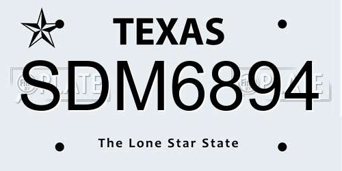 SDM6894 Texas License Plate