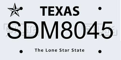 SDM8045 Texas License Plate