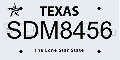 SDM8456 Texas License Plate