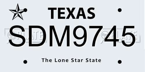SDM9745 Texas License Plate